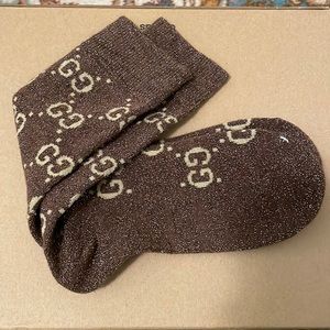 Gucci brown metallic socks